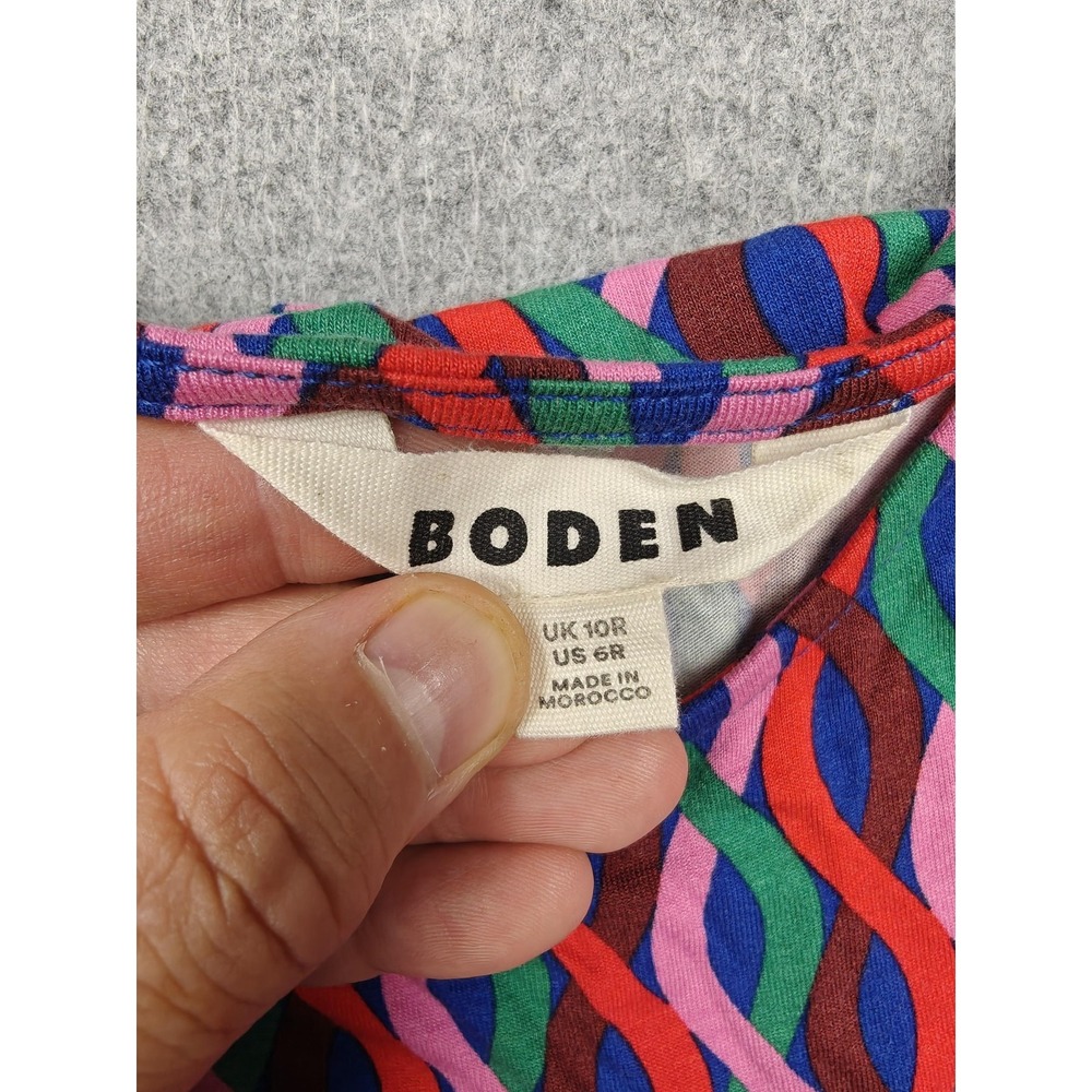 Boden Dress Womens 6 Multicolor Wavy Stripe Fit & Flare Puff Sleeve Midi - Picture 5 of 9